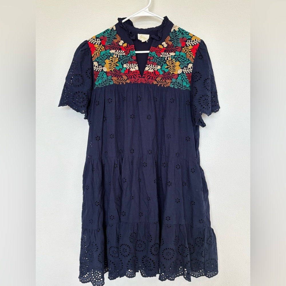 Layerz Clothing Navy embroidered dress